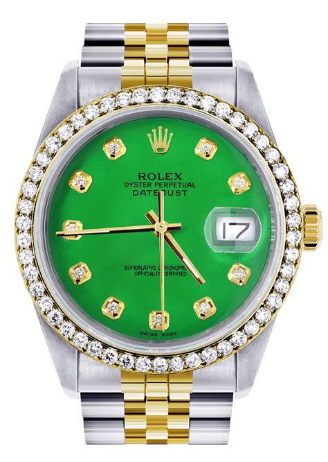 rolex green and gold watch